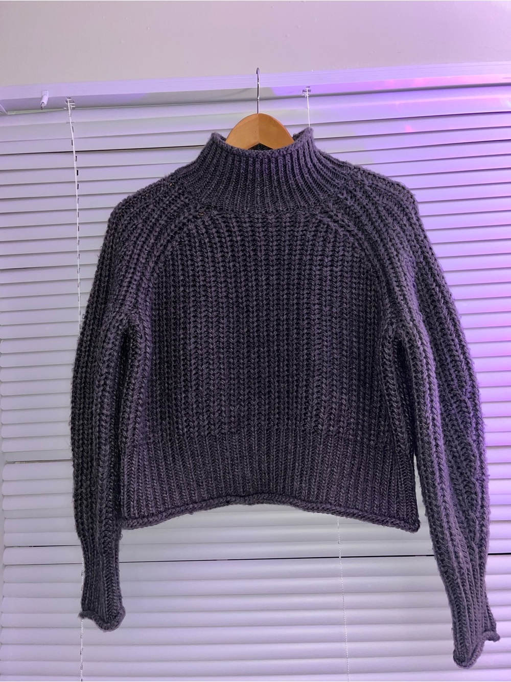H&M Chunky Ribbed Turtleneck Sweater - Gray